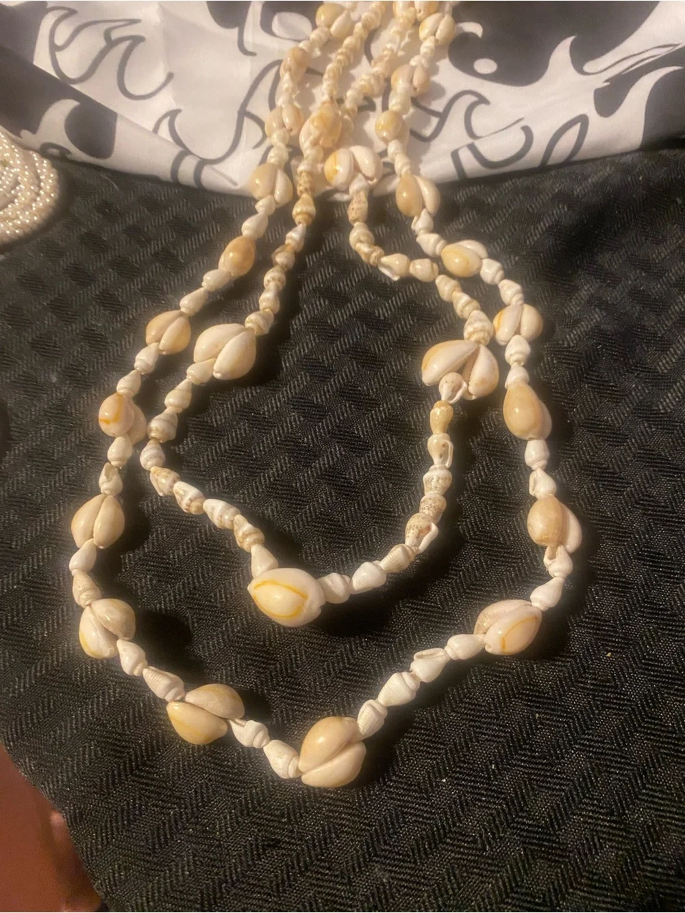 Handmade (2) Shell and (1) Pearl Beaded Necklaces - Natural Cream set of 3